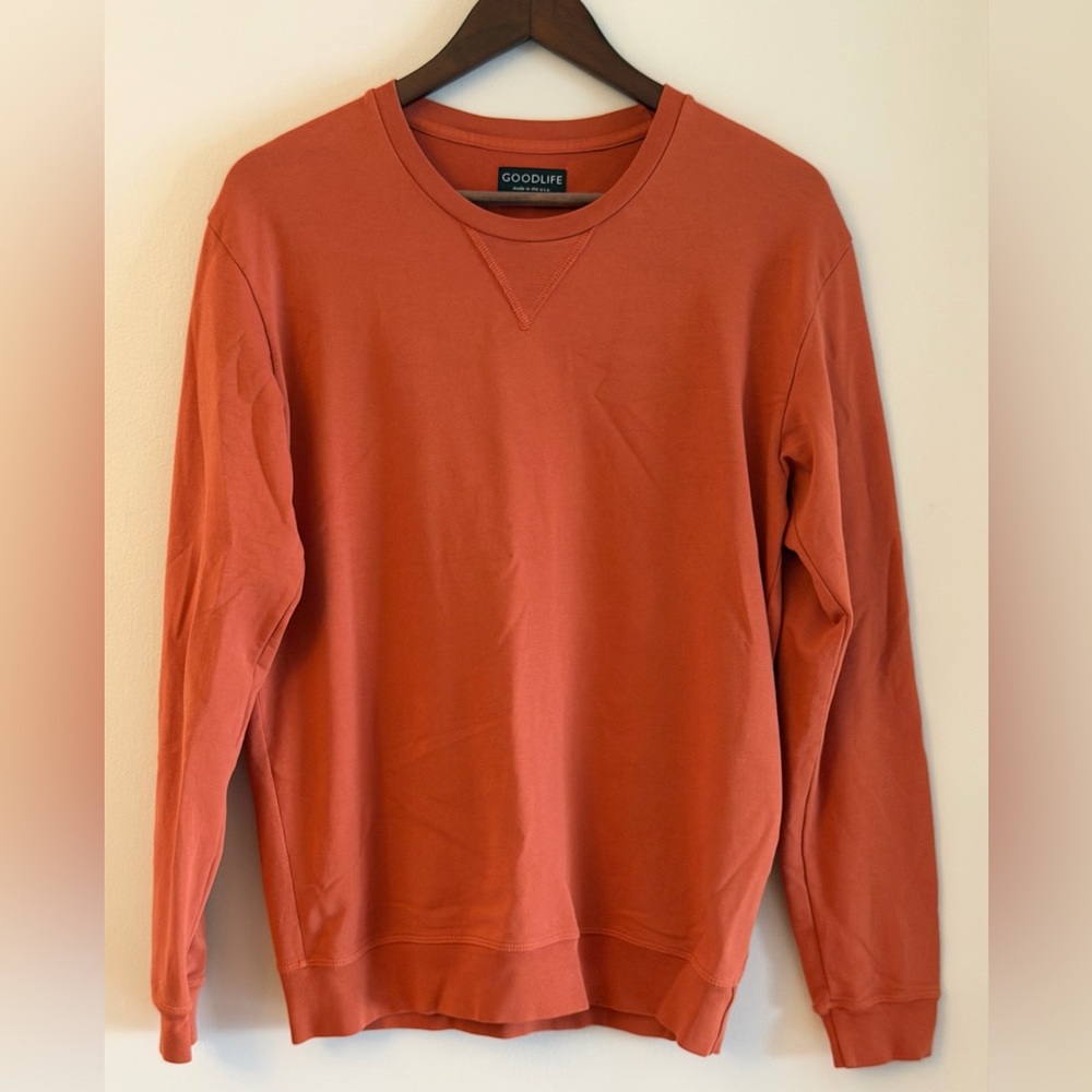 Goodlife Men’s Long Sleeve Crewneck Sweatshirt – Rust / Clay - Size S